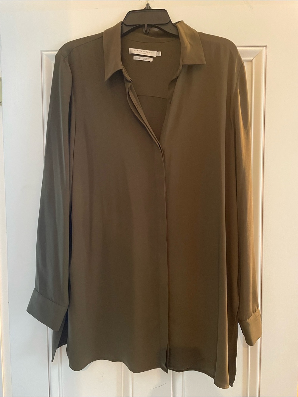 Simons Olive Green Button-Front Blouse